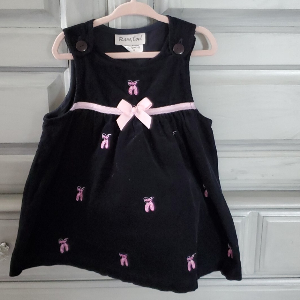 Rare, Too Navy Corduroy dress with pink bows